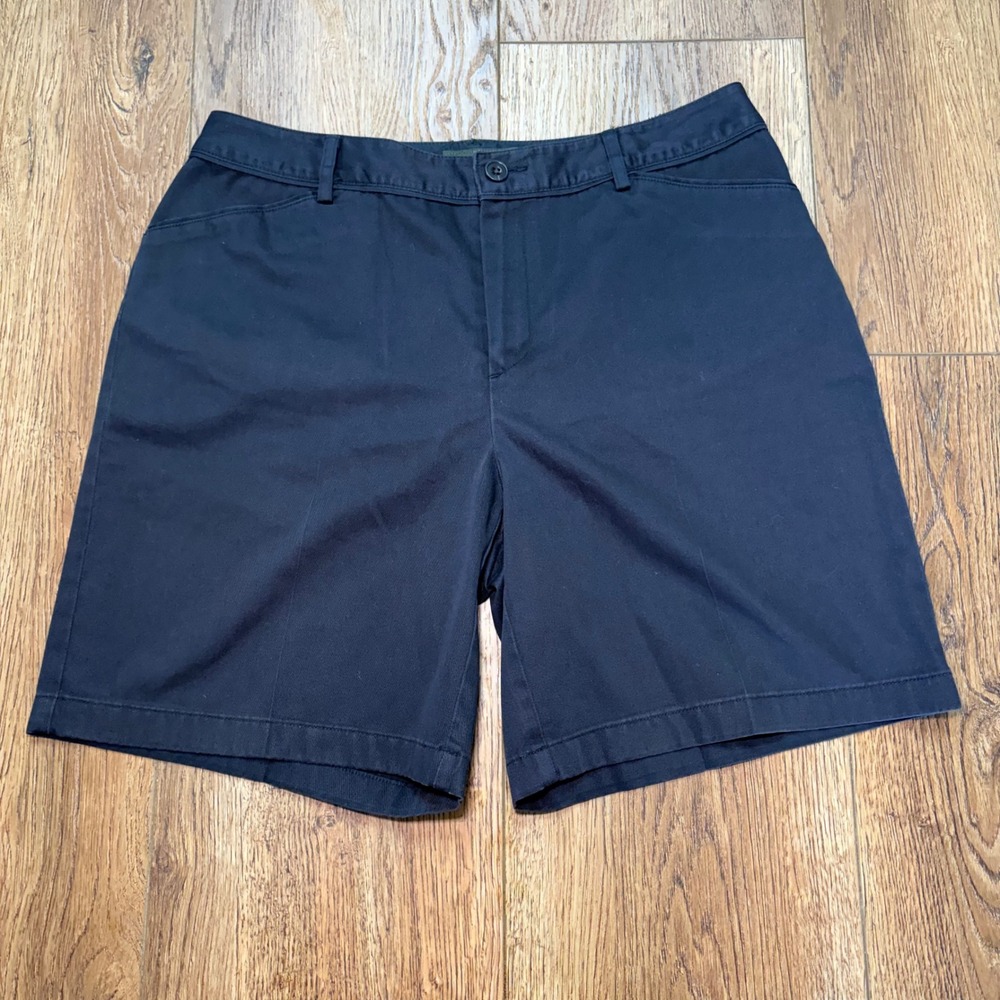 Eddie Bauer Womens Size 12 Black Wrinkle Resistant Chino Shorts 100% Cotton